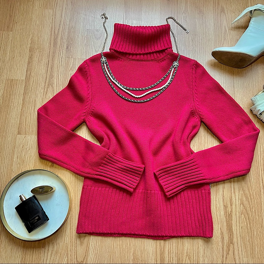 Red Wool Burberry Turtleneck Sweater